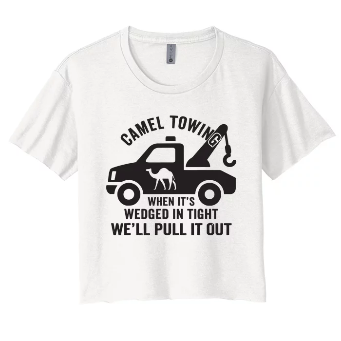 Camel Towing Retro Adult Humor Saying Funny Halloween Gift Women's Crop Top Tee