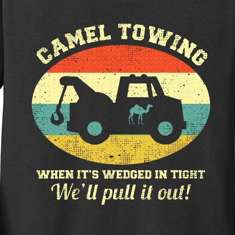 Camel Towing Retro Adult Humor Saying Funny Halloween Gift Kids Long Sleeve Shirt