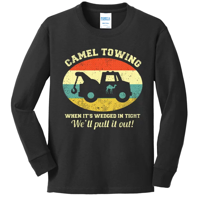 Camel Towing Retro Adult Humor Saying Funny Halloween Gift Kids Long Sleeve Shirt