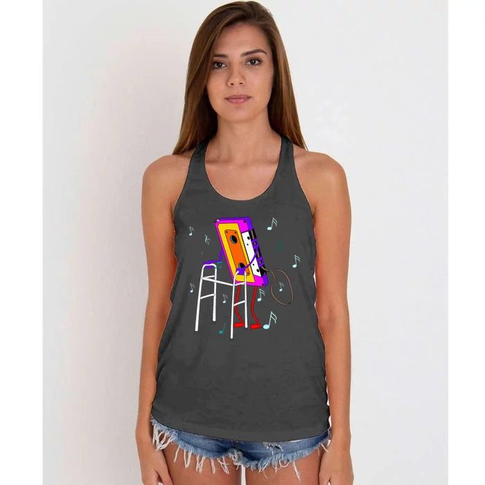 Cassette Tape Retro Vintage 70S 80S 90S Music Women's Knotted Racerback Tank