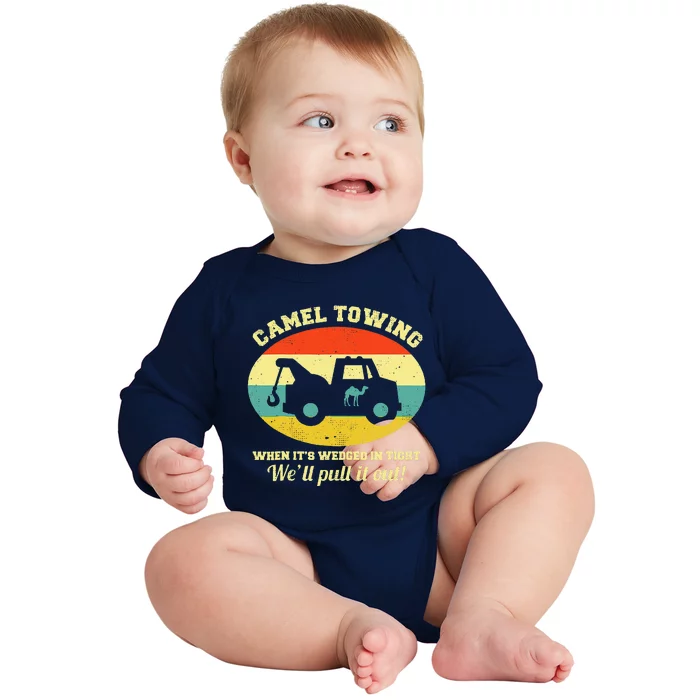 Camel Towing Retro Humor Saying Funny Halloween Baby Long Sleeve Bodysuit