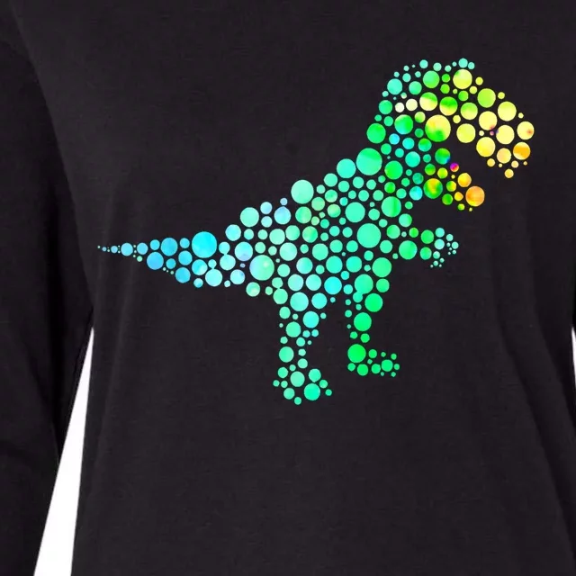 Cute T Rex Dinosaur Lover Polka Dot Pattern International Dot Day Gift Womens Cotton Relaxed Long Sleeve T-Shirt