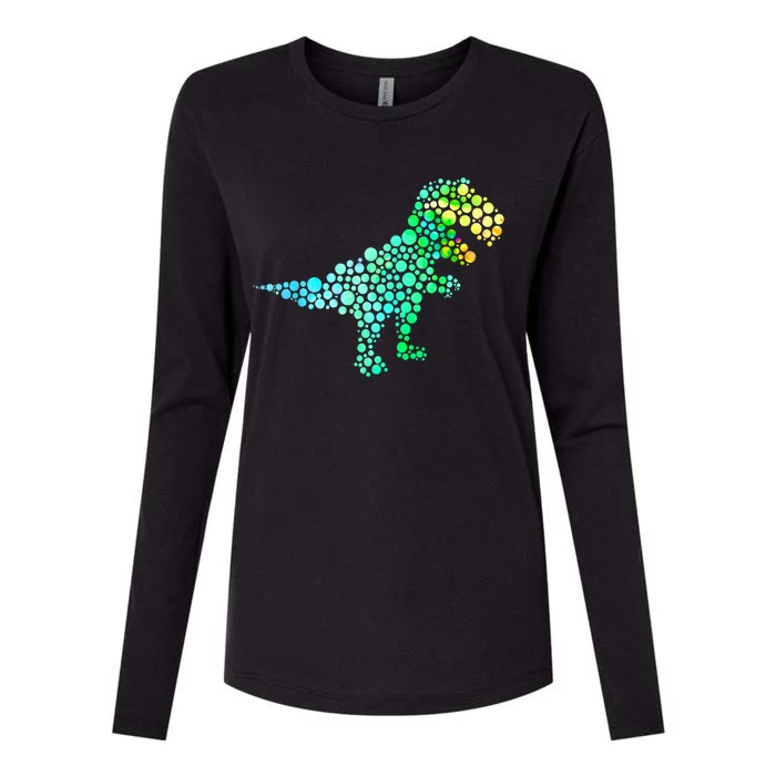 Cute T Rex Dinosaur Lover Polka Dot Pattern International Dot Day Gift Womens Cotton Relaxed Long Sleeve T-Shirt