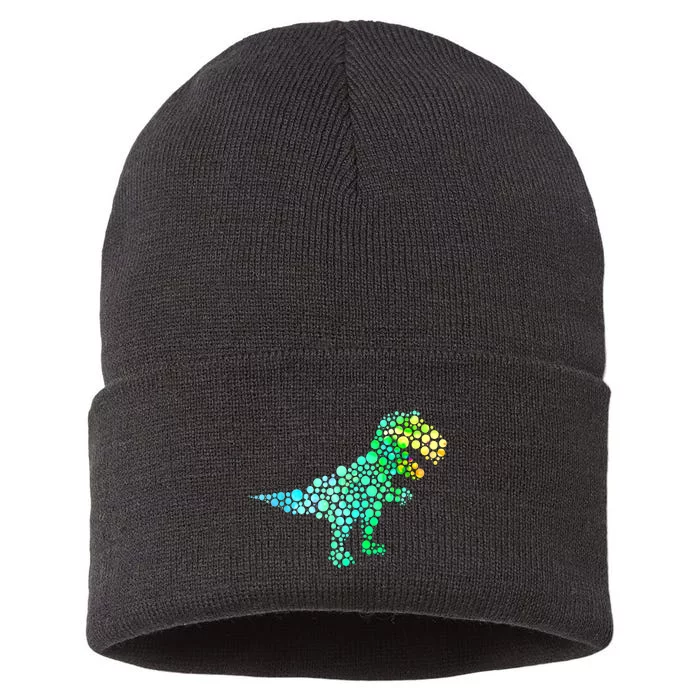 Cute T Rex Dinosaur Lover Polka Dot Pattern International Dot Day Gift Sustainable Knit Beanie