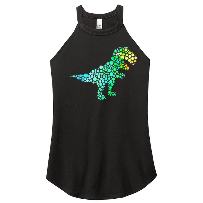 Cute T Rex Dinosaur Lover Polka Dot Pattern International Dot Day Gift Women’s Perfect Tri Rocker Tank