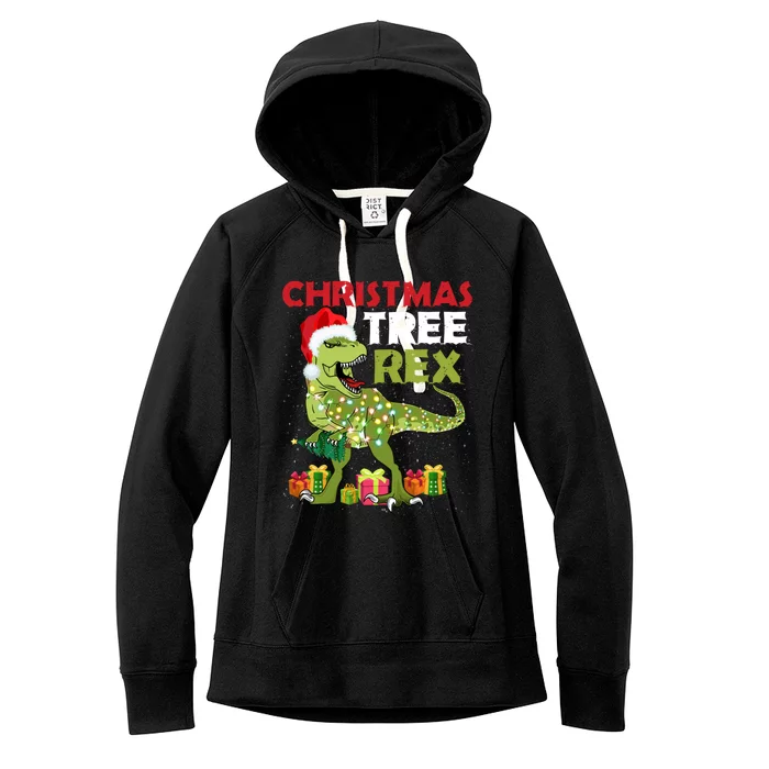 Christmas Tree Rex Trex Dinosaur Gift Women's Fleece Hoodie