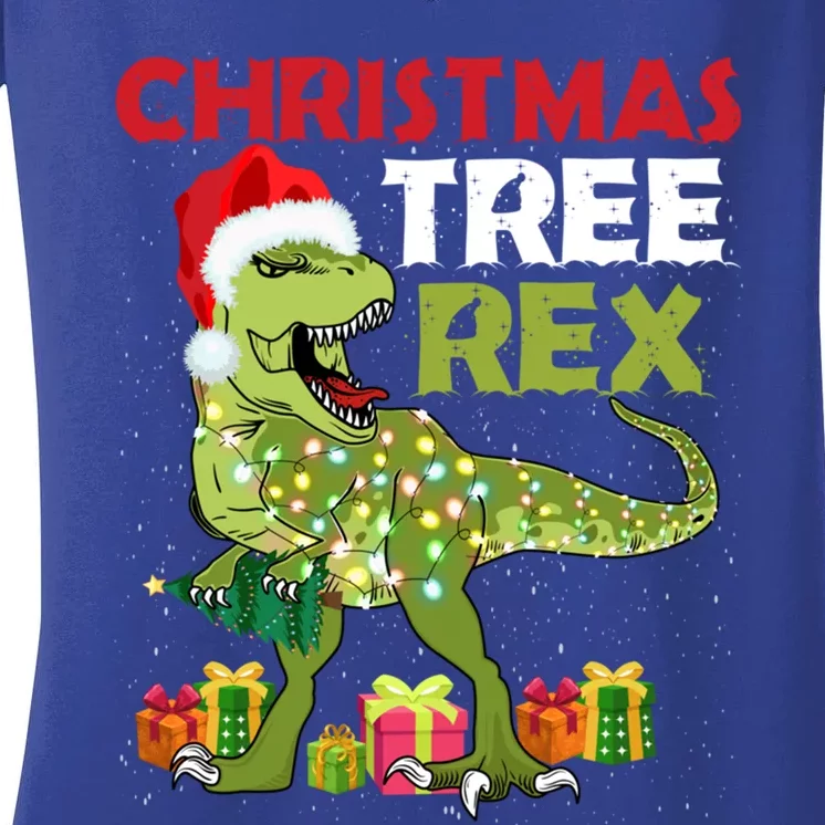 Christmas Tree Rex Trex Dinosaur Gift Women's V-Neck T-Shirt