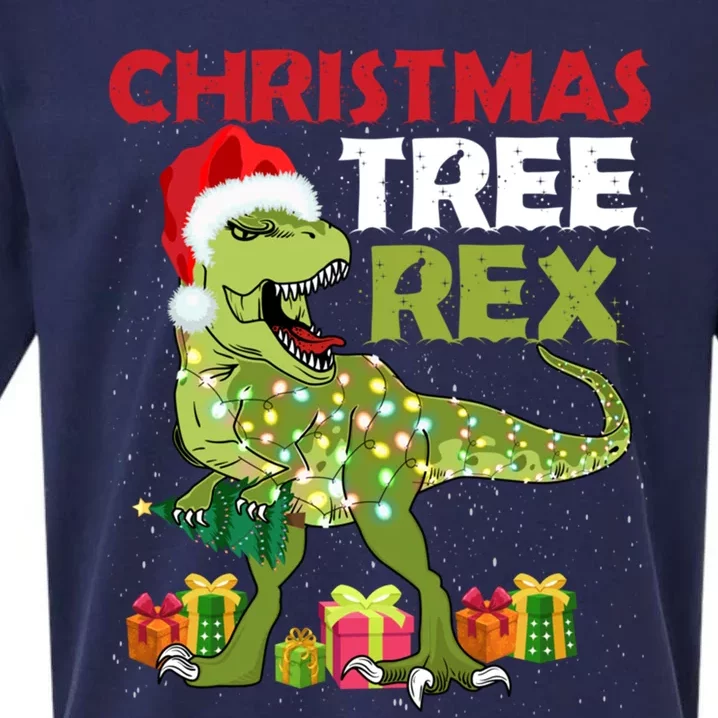 Christmas Tree Rex Trex Dinosaur Gift Sueded Cloud Jersey T-Shirt