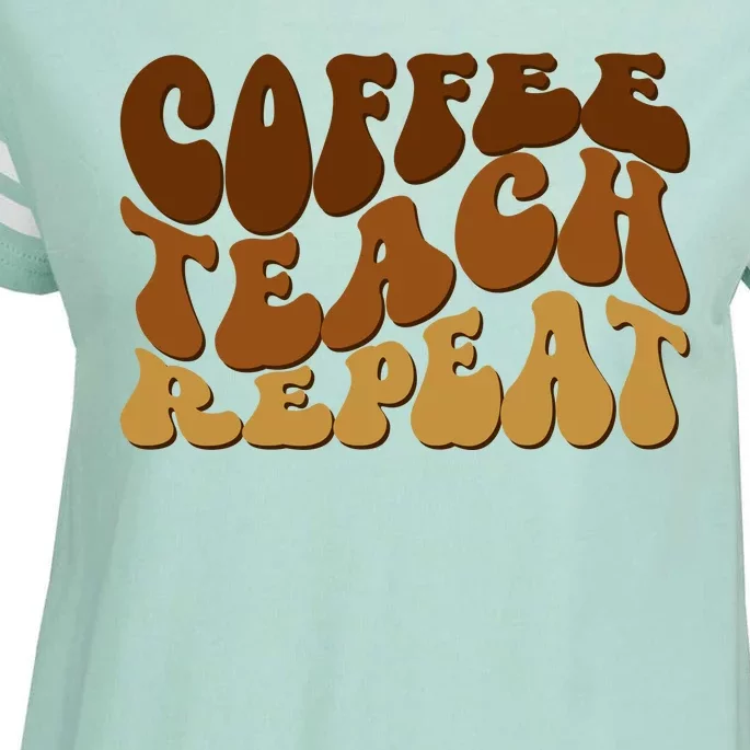 Coffee Teach Repeat Retro Gift For Teacher Enza Ladies Jersey Football T-Shirt