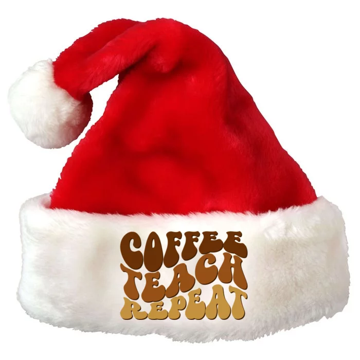 Coffee Teach Repeat Retro Gift For Teacher Premium Christmas Santa Hat