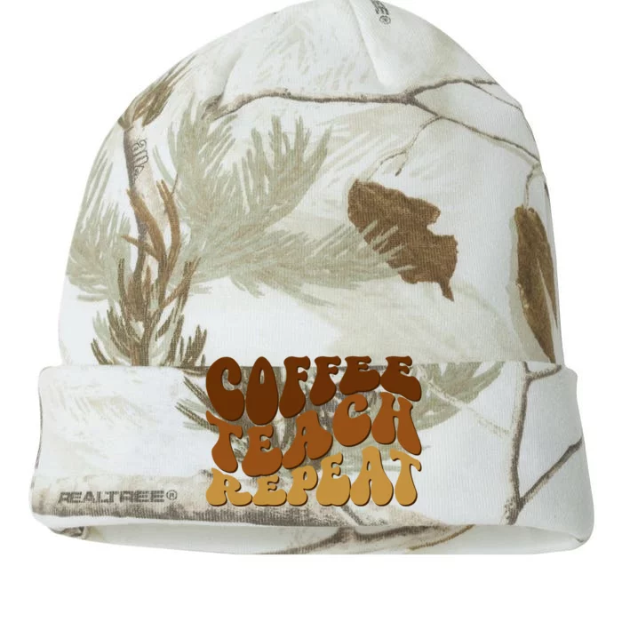 Coffee Teach Repeat Retro Gift For Teacher Kati - 12in Camo Beanie