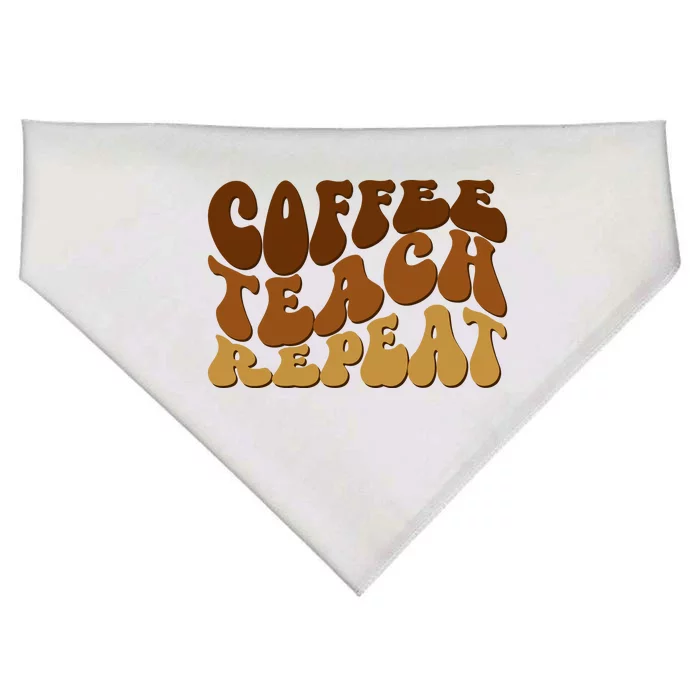 Coffee Teach Repeat Retro Gift For Teacher USA-Made Doggie Bandana