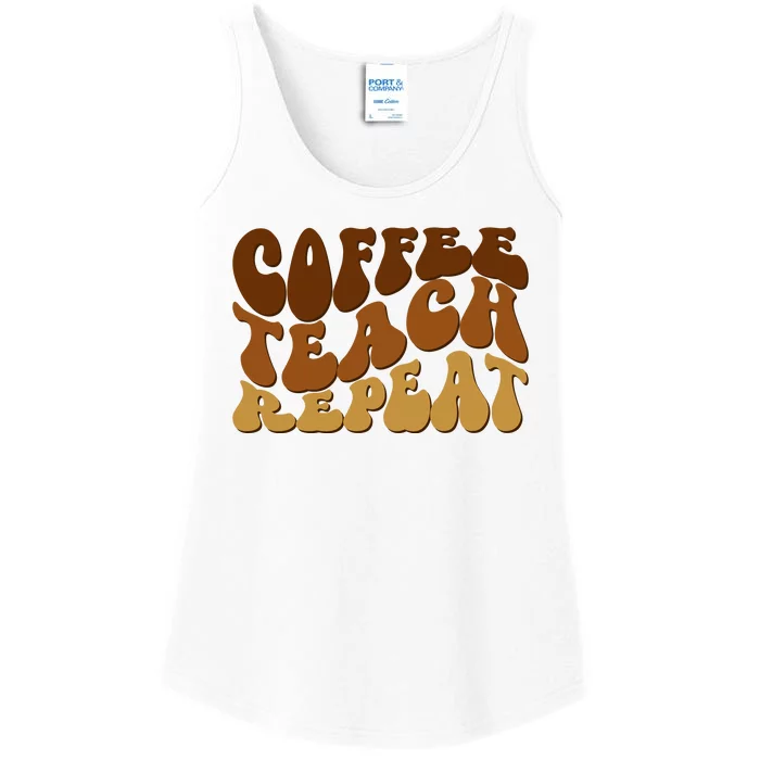 Coffee Teach Repeat Retro Gift For Teacher Ladies Essential Tank