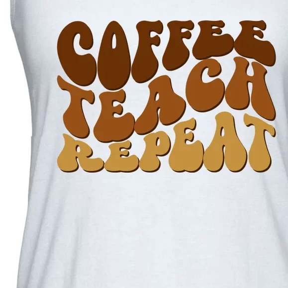 Coffee Teach Repeat Retro Gift For Teacher Ladies Essential Flowy Tank