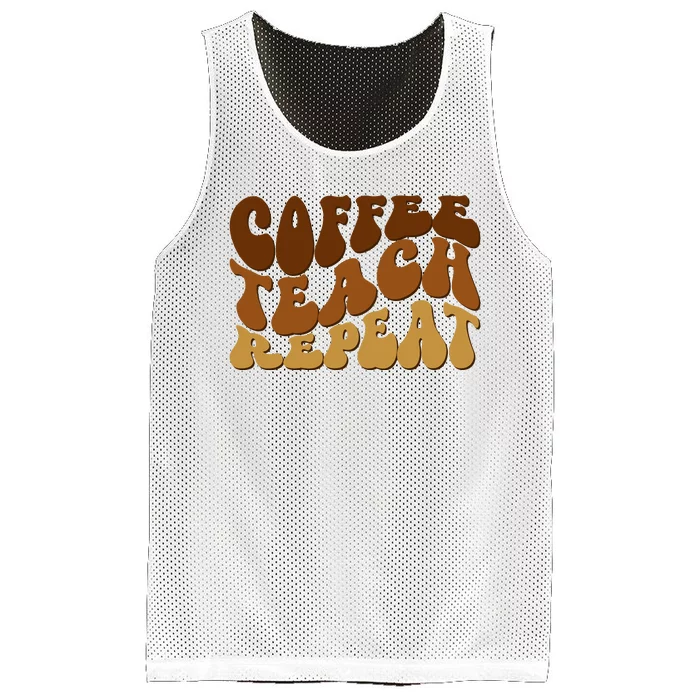 Coffee Teach Repeat Retro Gift For Teacher Mesh Reversible Basketball Jersey Tank