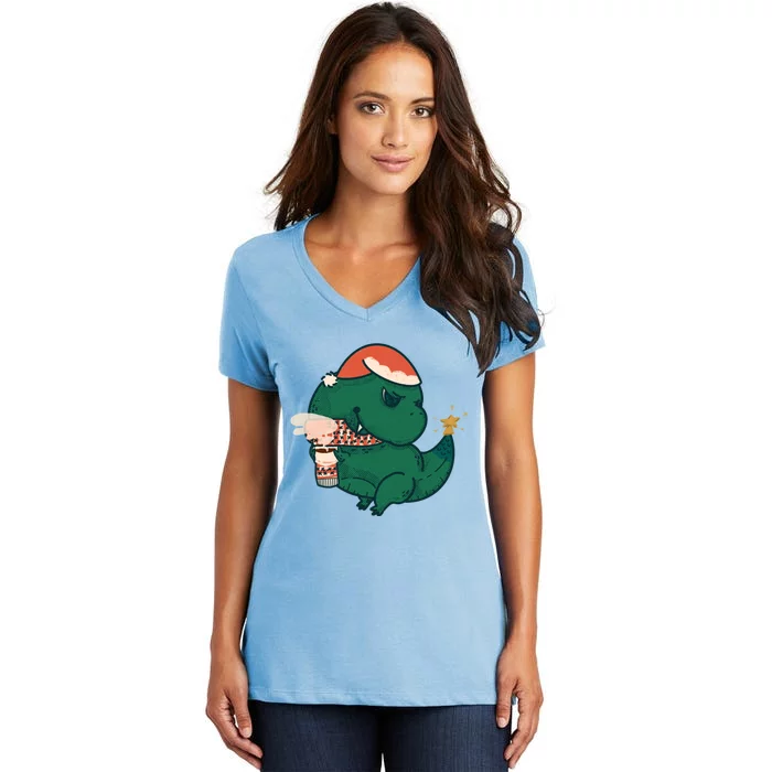 Christmas Tree Rex Women's V-Neck T-Shirt