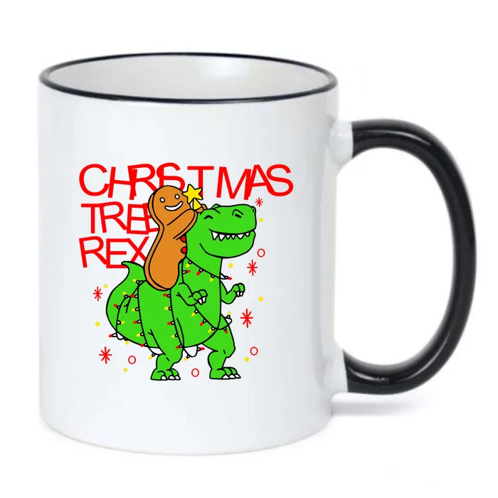 Christmas Tree Rex TRex Gingerbread Man Funny Black Color Changing Mug