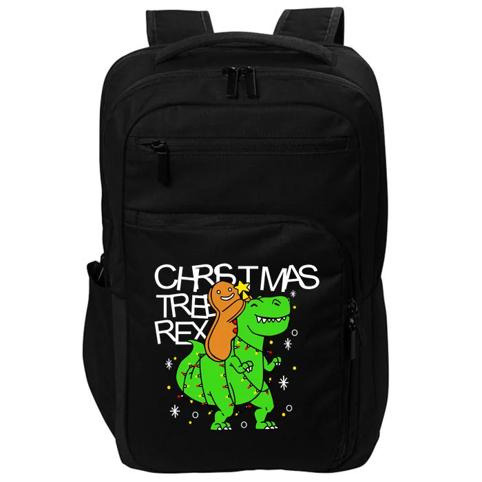 Christmas Tree Rex TRex Gingerbread Man Funny Impact Tech Backpack