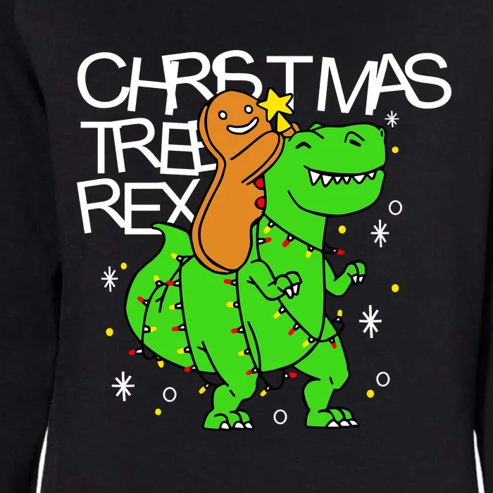 Christmas Tree Rex TRex Gingerbread Man Funny Womens California Wash Sweatshirt