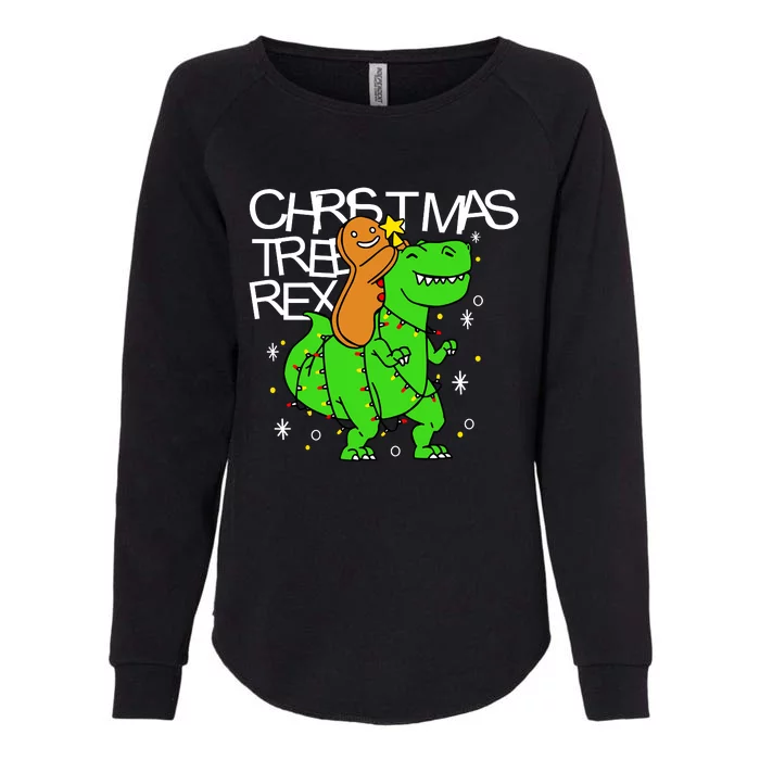 Christmas Tree Rex TRex Gingerbread Man Funny Womens California Wash Sweatshirt