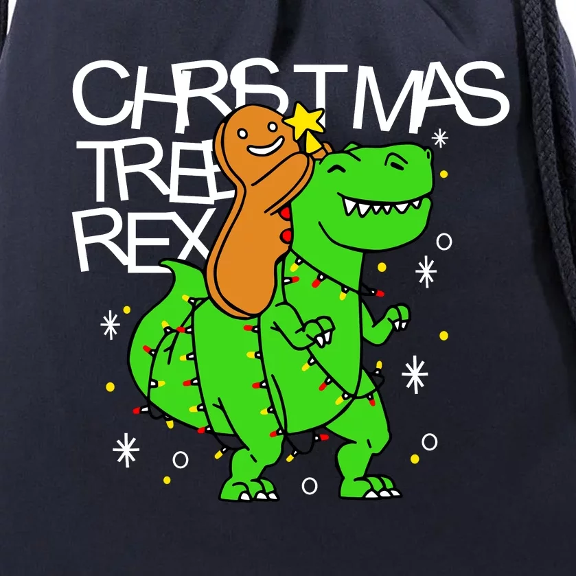 Christmas Tree Rex TRex Gingerbread Man Funny Drawstring Bag