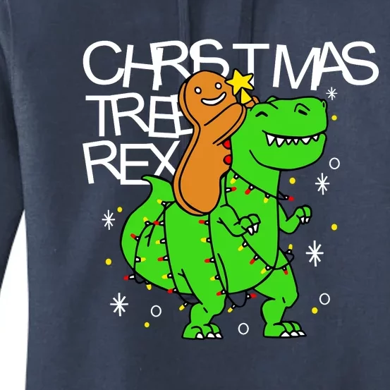 Christmas Tree Rex TRex Gingerbread Man Funny Women's Pullover Hoodie