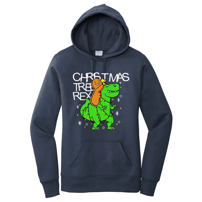 Christmas Tree Rex TRex Gingerbread Man Funny Women's Pullover Hoodie