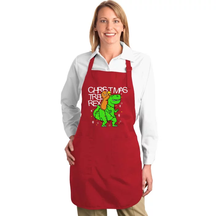 Christmas Tree Rex TRex Gingerbread Man Funny Full-Length Apron With Pocket