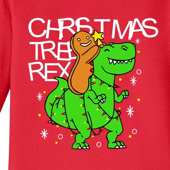 Christmas Tree Rex TRex Gingerbread Man Funny Baby Long Sleeve Bodysuit