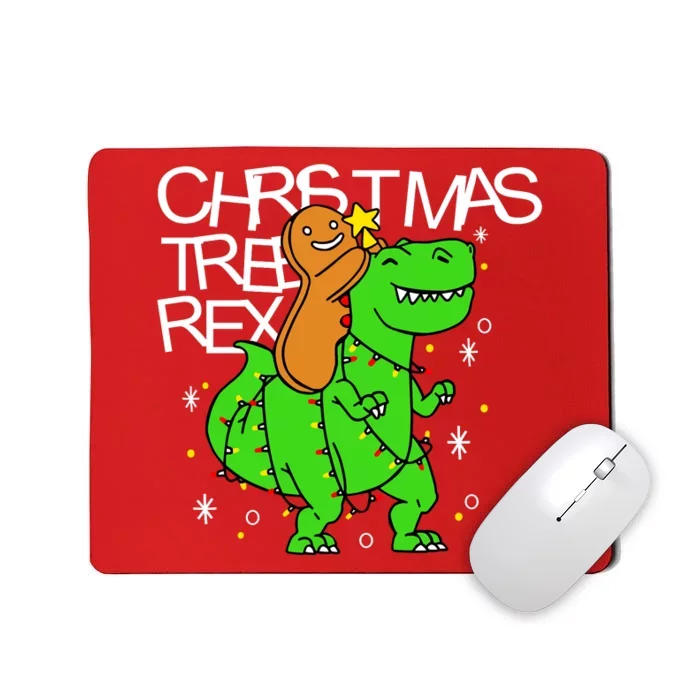 Christmas Tree Rex TRex Gingerbread Man Funny Mousepad