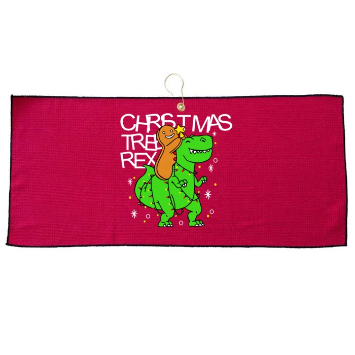 Christmas Tree Rex TRex Gingerbread Man Funny Large Microfiber Waffle Golf Towel