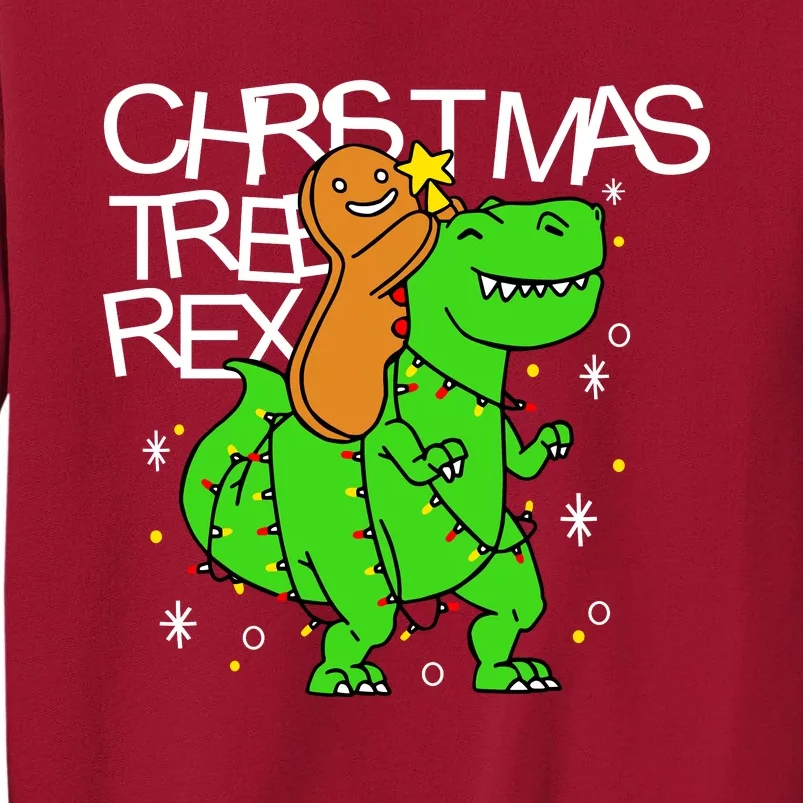 Christmas Tree Rex TRex Gingerbread Man Funny Tall Sweatshirt