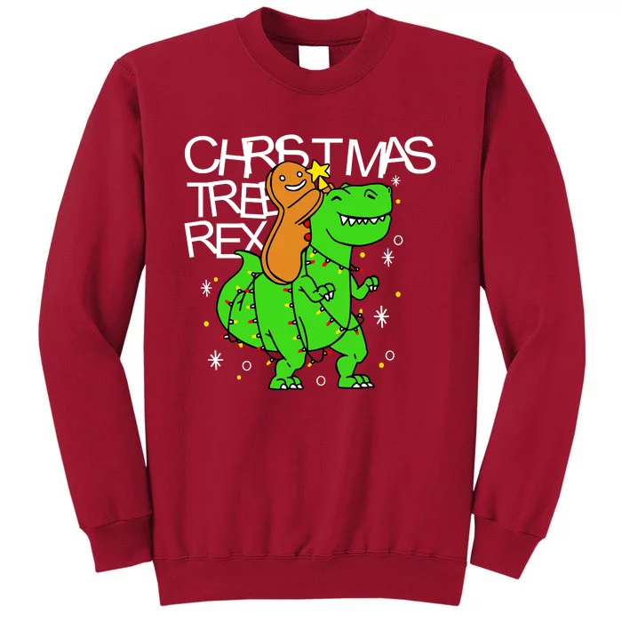 Christmas Tree Rex TRex Gingerbread Man Funny Tall Sweatshirt