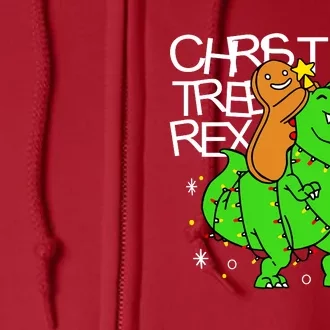 Christmas Tree Rex TRex Gingerbread Man Funny Full Zip Hoodie