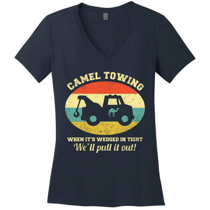 Camel Towing Retro Adult Humor Saying Funny Halloween Gift Women's V-Neck T-Shirt