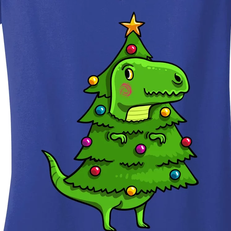 Cute Tree Rex Gift Funny Dinosaur Christmas Gift Top Women's V-Neck T-Shirt