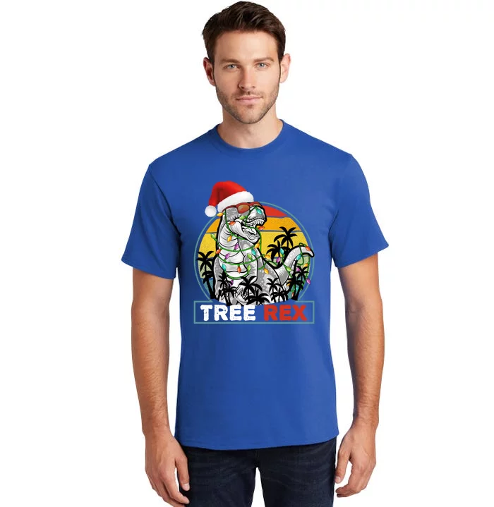 Christmas Tree Rex Dinosaur Lights Xmas Vintage Cool Gift Tall T-Shirt