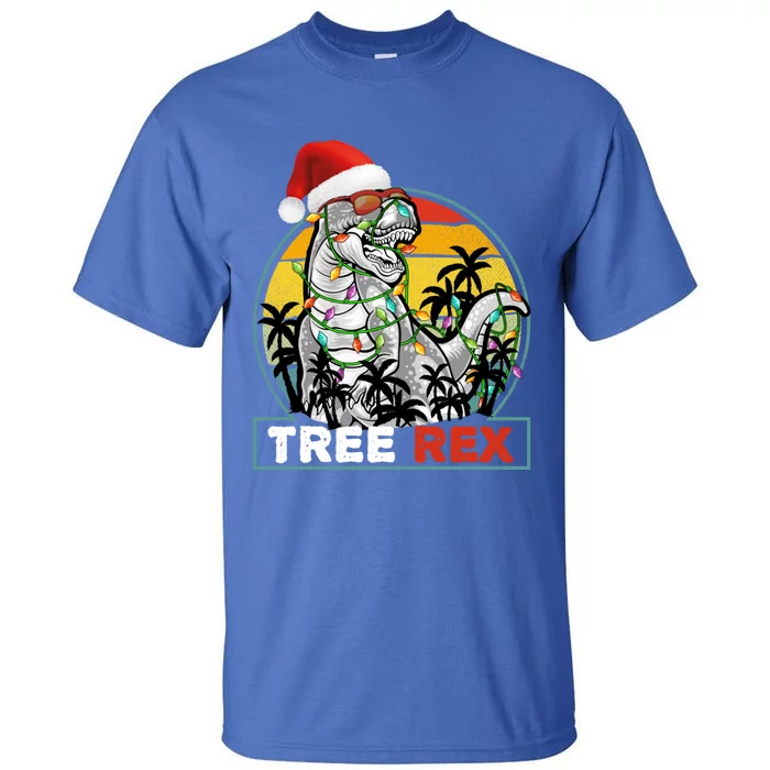 Christmas Tree Rex Dinosaur Lights Xmas Vintage Cool Gift Tall T-Shirt