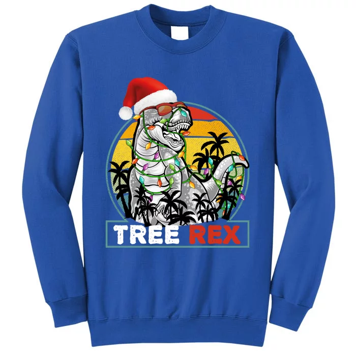 Christmas Tree Rex Dinosaur Lights Xmas Vintage Cool Gift Tall Sweatshirt