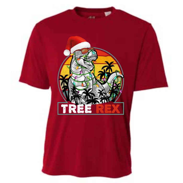 Christmas Tree Rex Dinosaur Lights Xmas Vintage Cool Gift Cooling Performance Crew T-Shirt