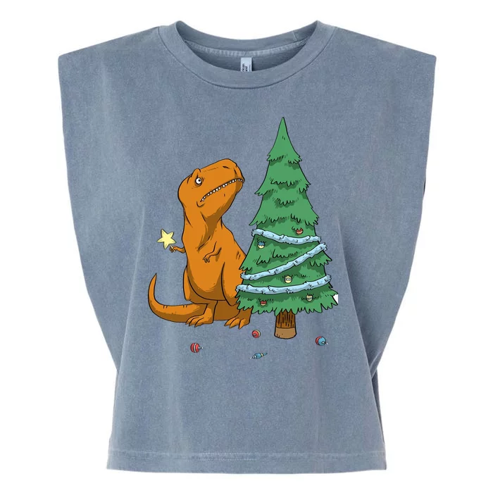 Cute T Rex Christmas Tree Garment-Dyed Women's Muscle Tee