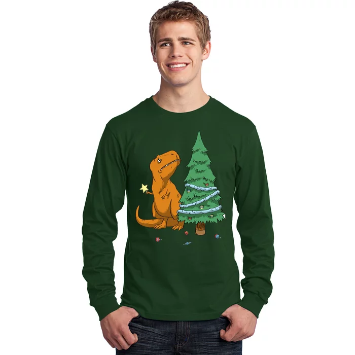 Cute T Rex Christmas Tree Long Sleeve Shirt