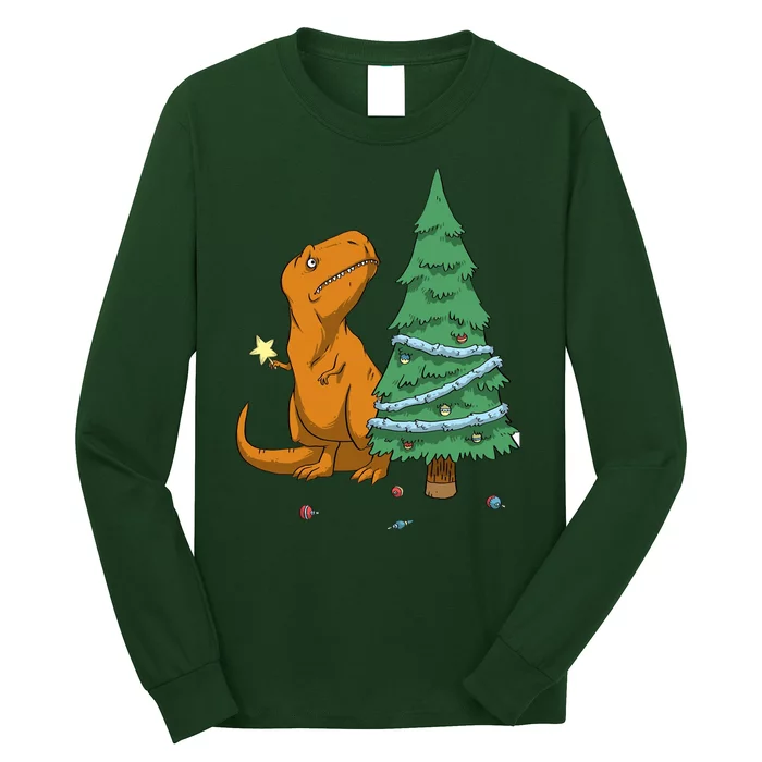 Cute T Rex Christmas Tree Long Sleeve Shirt