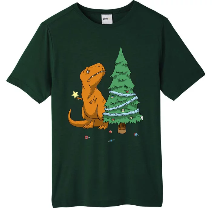 Cute T Rex Christmas Tree ChromaSoft Performance T-Shirt