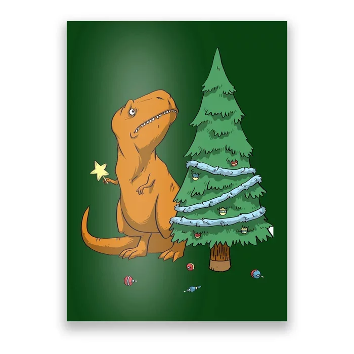 Cute T Rex Christmas Tree Poster