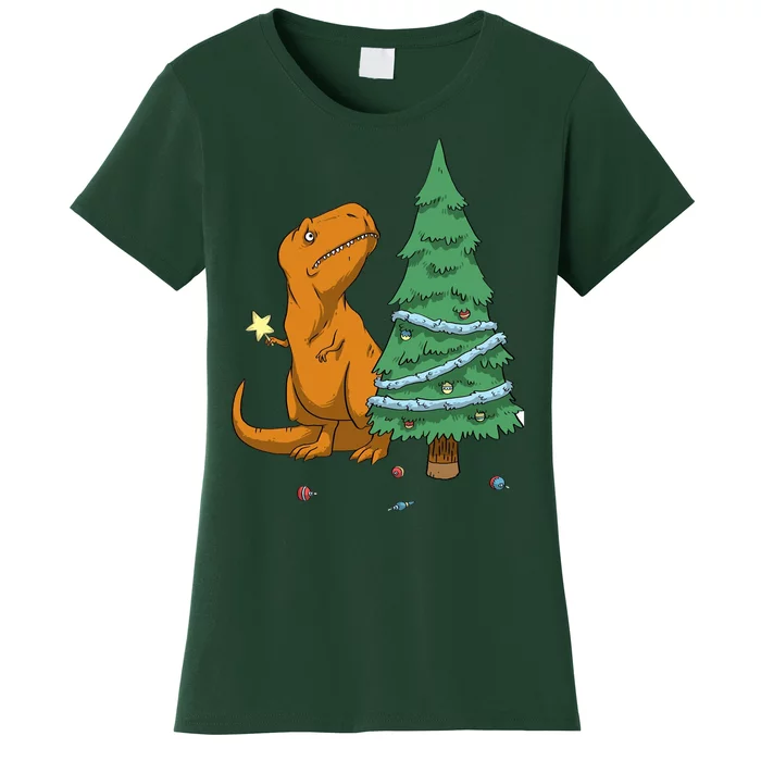 Cute T Rex Christmas Tree Women's T-Shirt