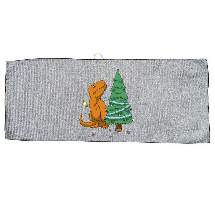 Cute T Rex Christmas Tree Large Microfiber Waffle Golf Towel