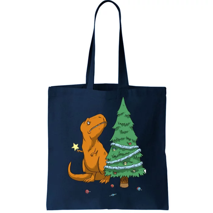 Cute T Rex Christmas Tree Tote Bag