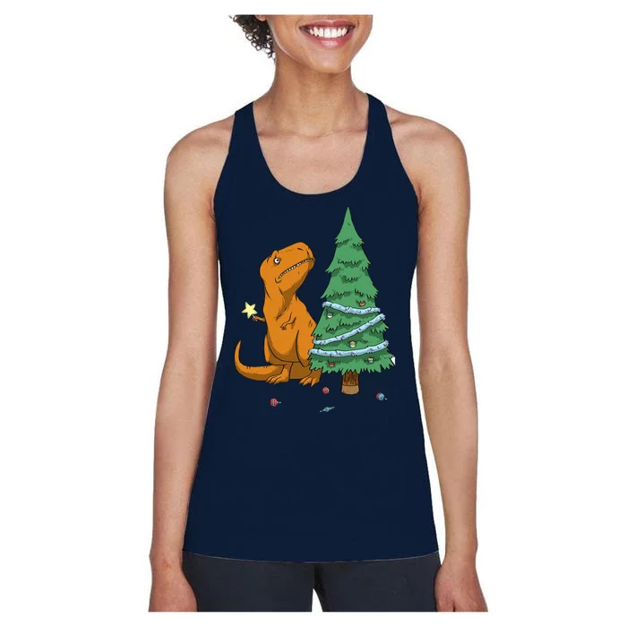 Cute T Rex Christmas Tree Women's Racerback Tank