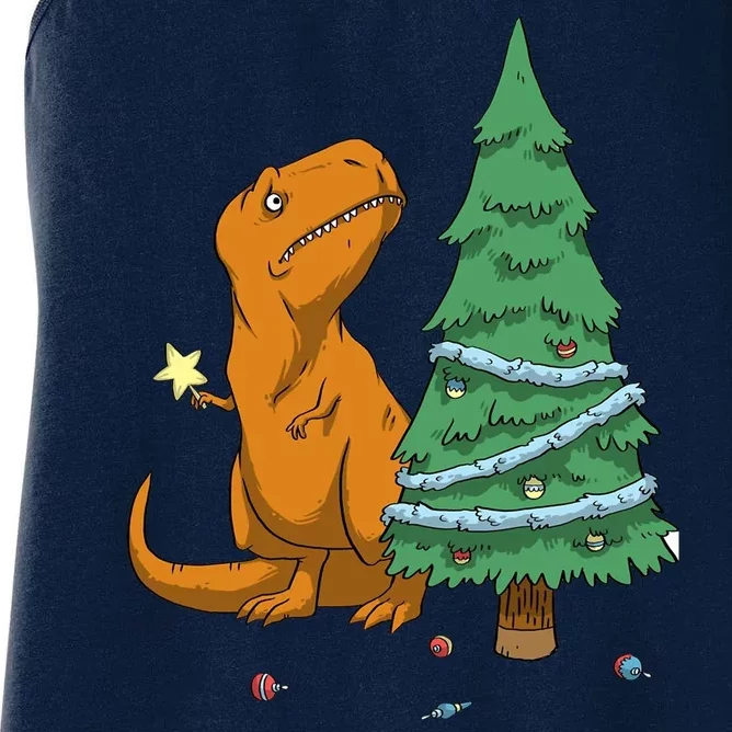 Cute T Rex Christmas Tree Women's Racerback Tank